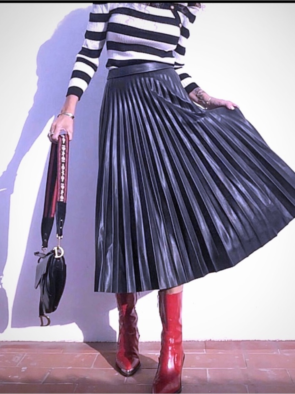 Trouvé Black Pleated Midi Skirt